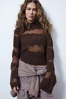 Sheer-Panel Sweater