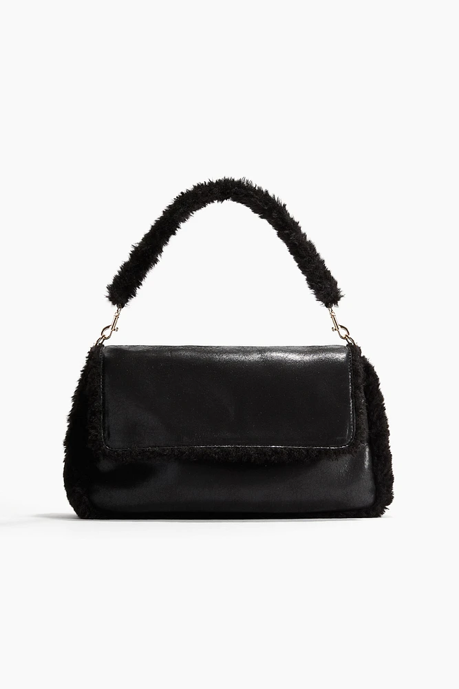 Fluffy-Trimmed Shoulder Bag