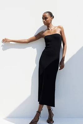 Robe bandeau en tricot côtelé