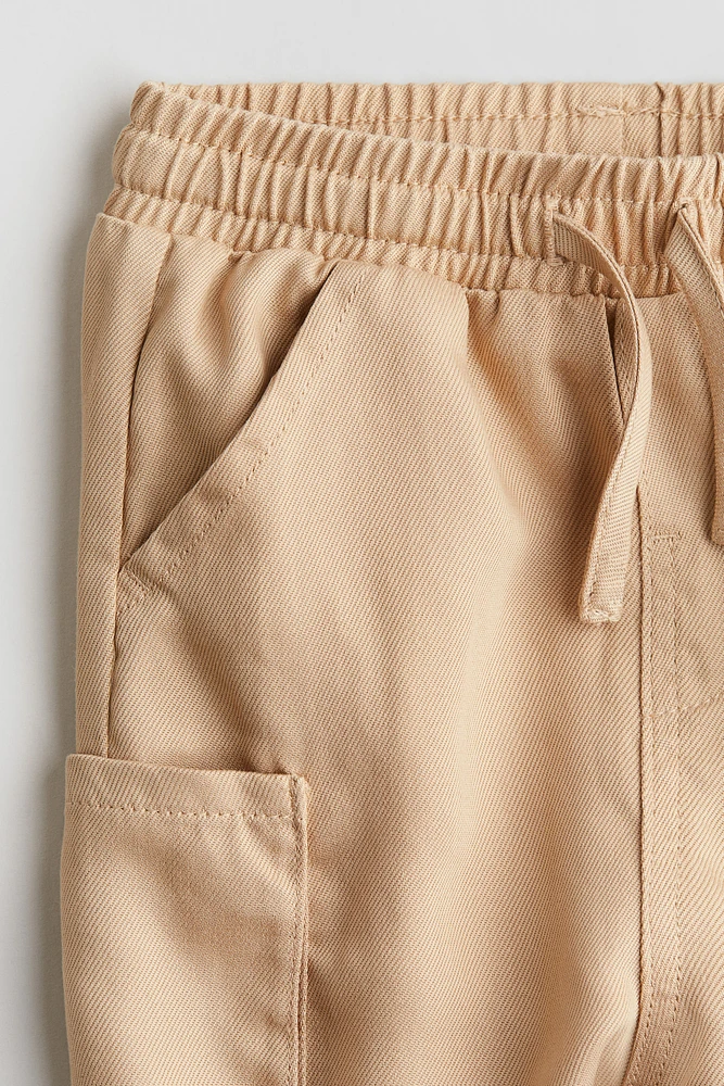 Jersey-Lined Twill Joggers