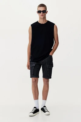 Slim Denim Cargo Shorts