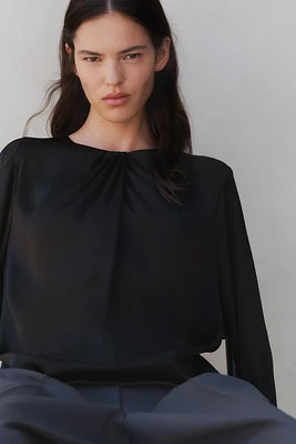 Pleat-Detail Satin Blouse