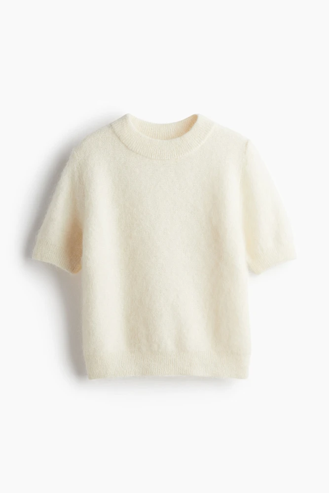 Short-Sleeved Mohair-Blend Top