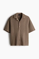 Chemise côtelée ample avec col cubain