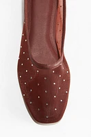 Rhinestone-Embellished Ballet Flats