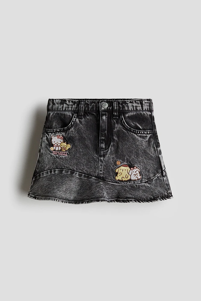 Appliquéd Denim Skirt