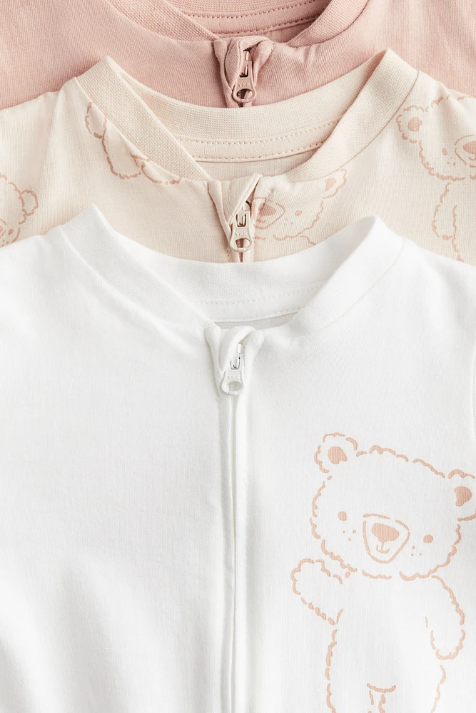 Lot de 3 pyjamas une pièce à fermeture éclair
