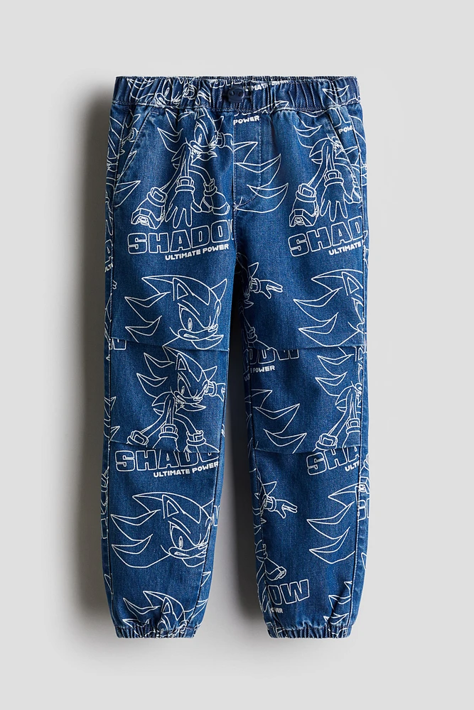 Printed Denim Joggers