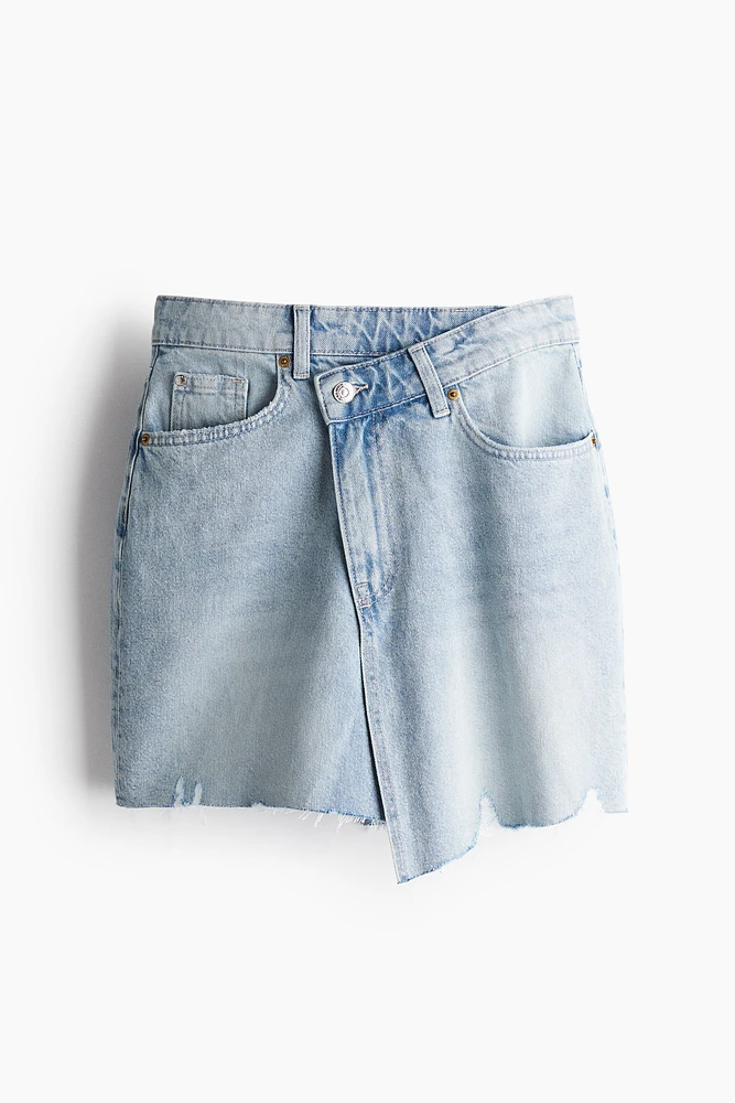 Denim Skirt with Wrapover Waistband