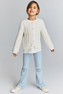 Pantalon taille élastique évasé en denim
