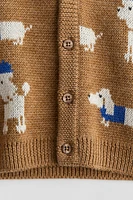 Jacquard-Knit Wool Cardigan