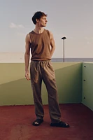 Regular-Fit Linen-Blend Pants