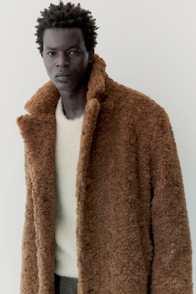 Single-Breasted Teddy Fleece Coat