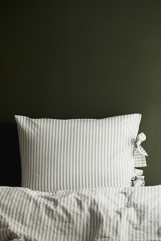 Bow-detail single duvet cover set