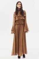 Ruffle-Trimmed Chiffon Dress