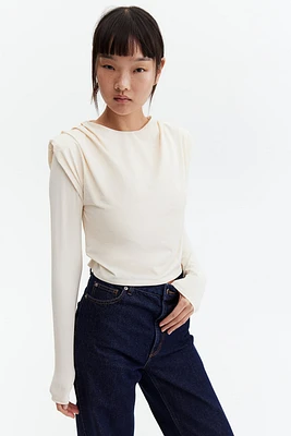 Pleat-Detail Shoulder-Pad Top