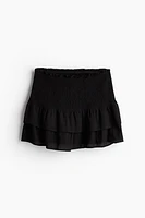 Smocked-waist Tiered Skirt