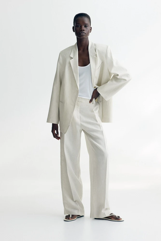 Pantalon large en lin mélangé