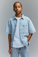 Chemise à manches courtes en denim