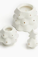 Candles in a Christmas-tree-shaped holder