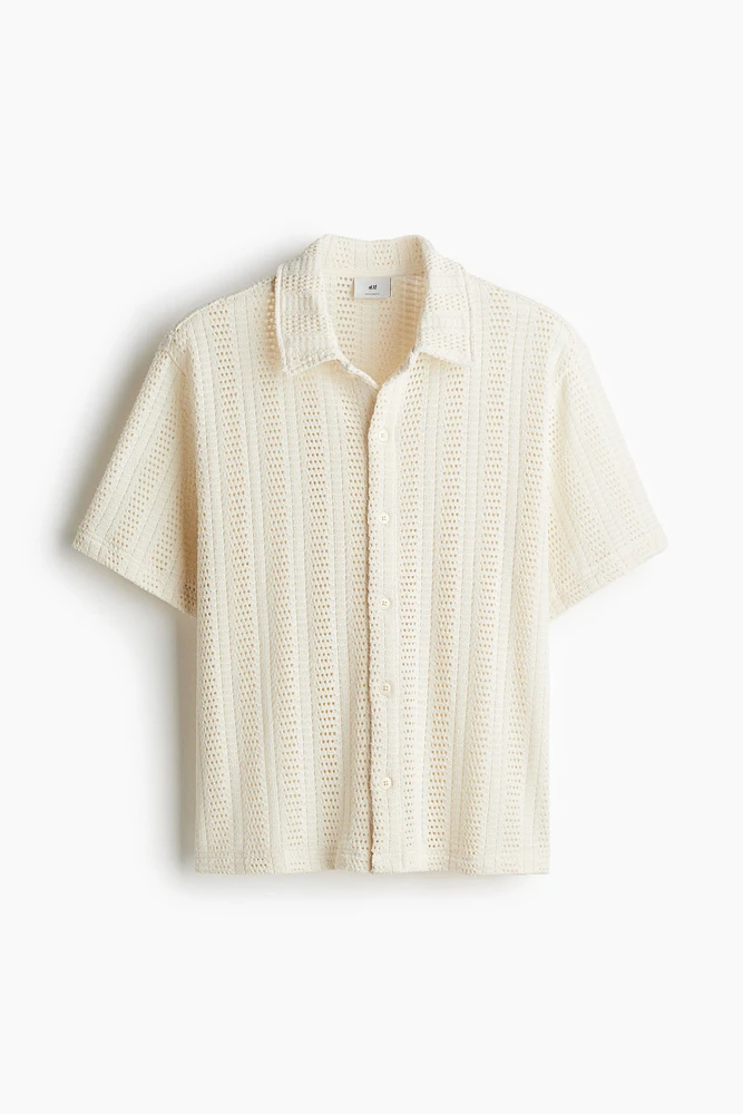 Regular Fit Crochet-Look Shirt