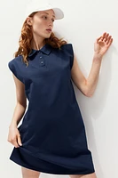 Shoulder-pad Polo Dress