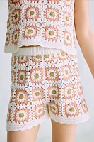 Cotton crochet shorts