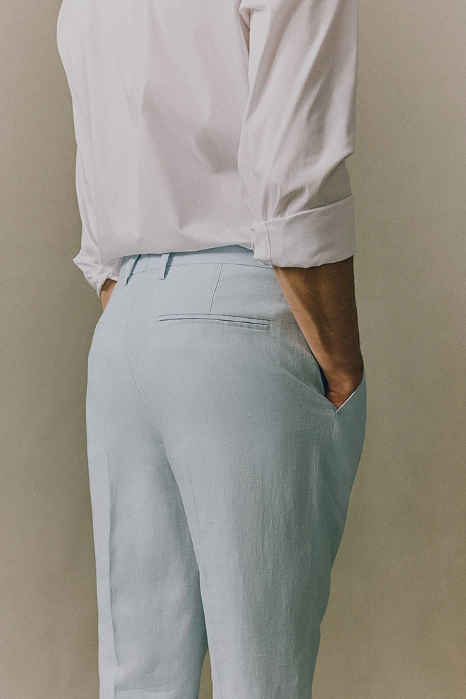 Slim Fit Linen Suit Pants