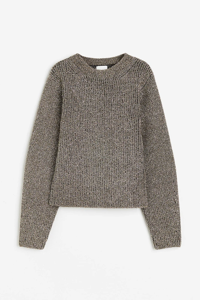 Shimmery Rib-knit Sweater