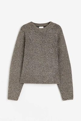 Shimmery Rib-knit Sweater