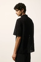 Regular Fit Crochet-look Resort Shirt