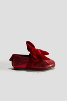 Velvet-Bow Ballet Flats