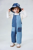 Patched Denim Overalls