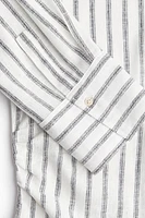 Gathered linen-blend shirt