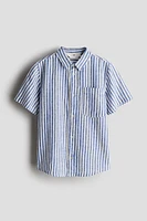 Short-sleeved Linen-blend Shirt