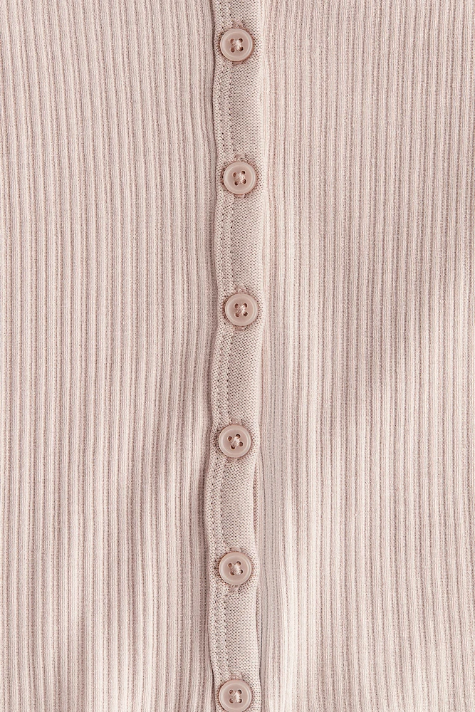 Ribbed Button-Front Top