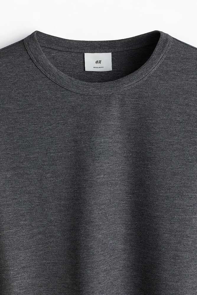 T-shirt gaufré Coupe Classique à manches longues