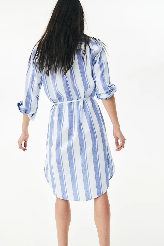 Linen-Blend Shirt Dress