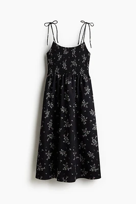 Robe en nid d'abeille avec bretelles à nouer