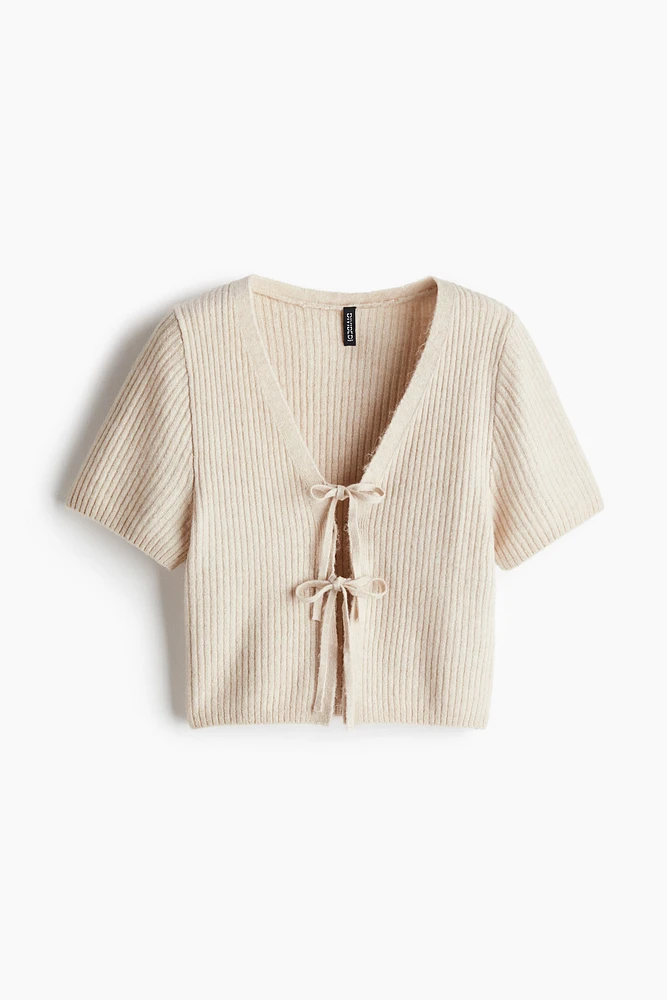 Tie-Detail Rib-Knit Top