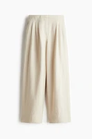 Wide-Leg Linen-Blend Pants