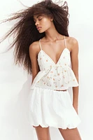 Strappy Top with Eyelet Embroidery