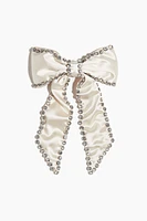 Embellished Satin Bow Hair Clip