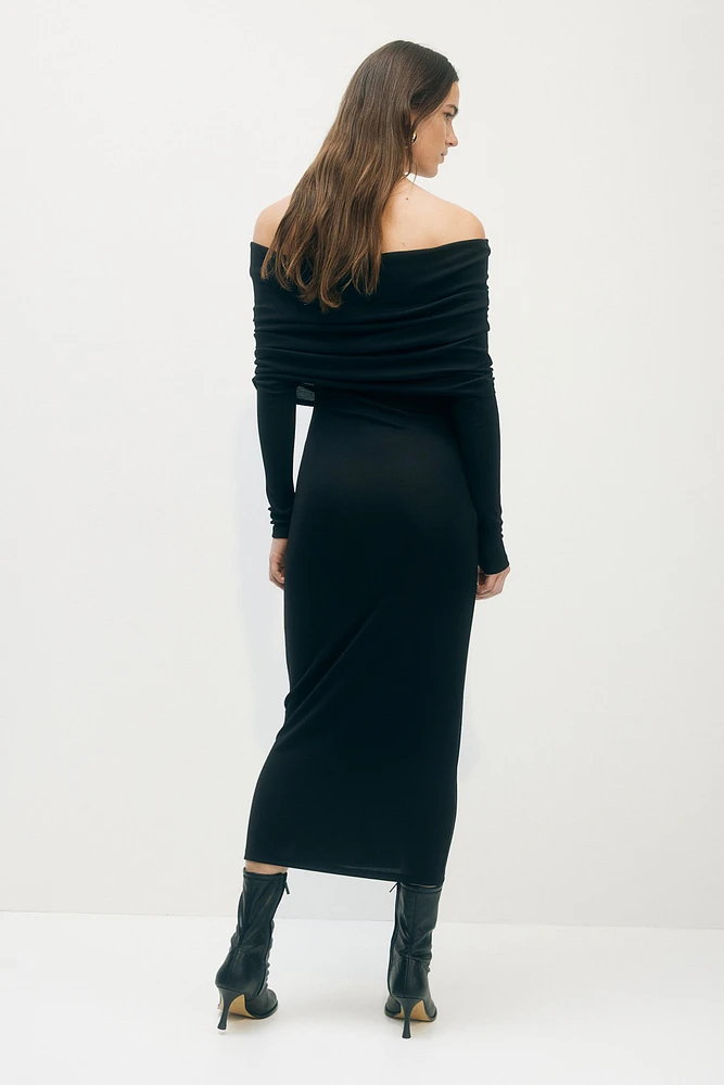 Off-the-Shoulder Dress with Foldover Edge