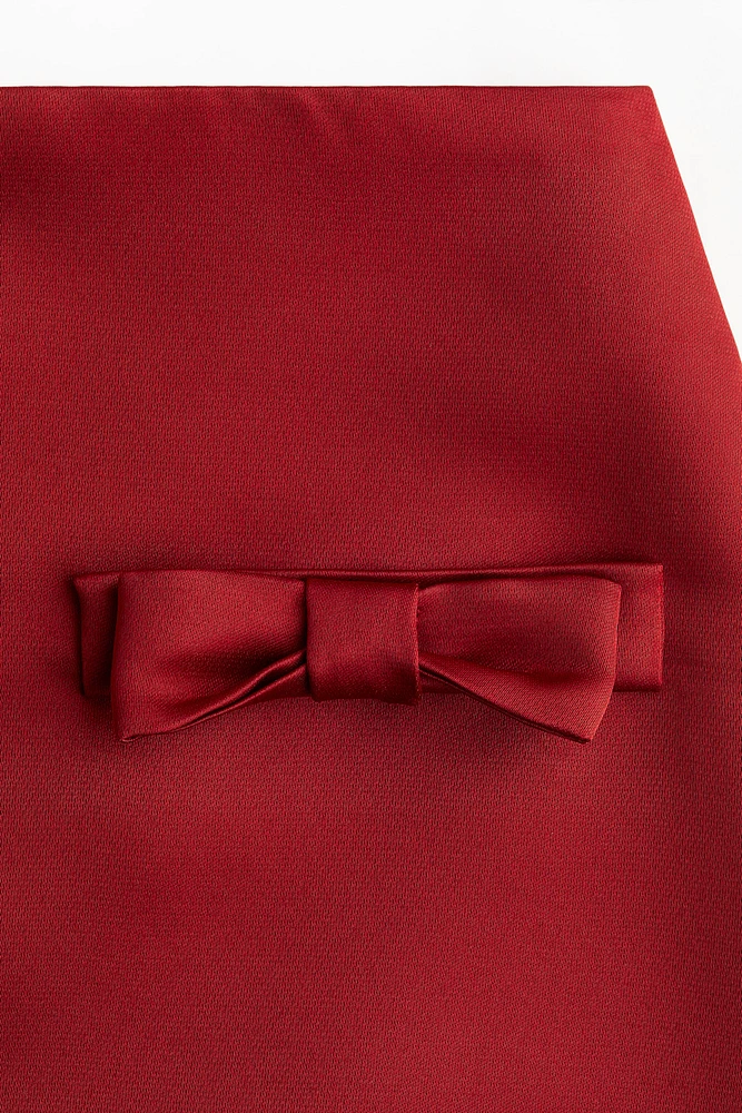 Bow-Detail Satin Mini Skirt