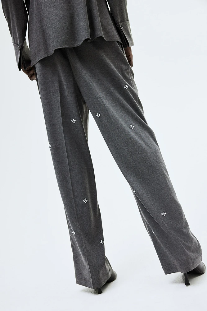 Rhinestone-Embellished Pants