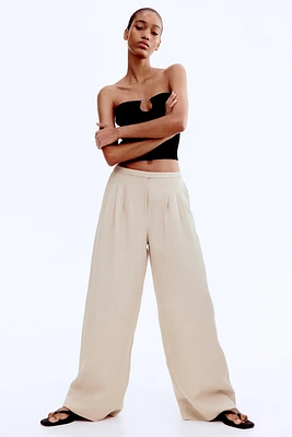 Wide-Leg Linen-Blend Pants