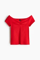 Ribbed Boat-Neck Top