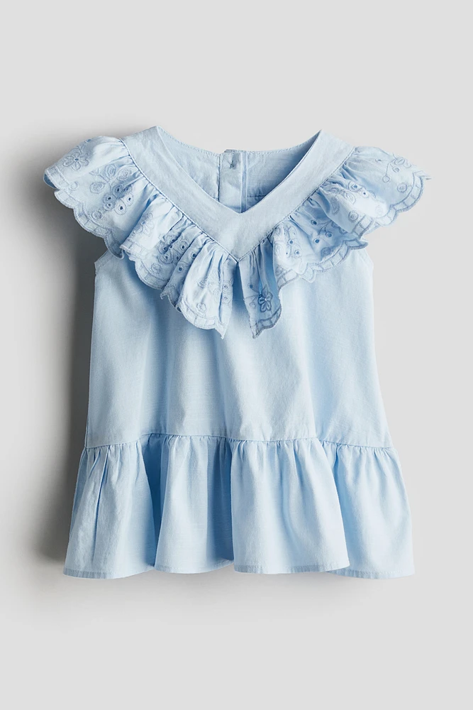 Ruffle-trimmed Cotton Dress