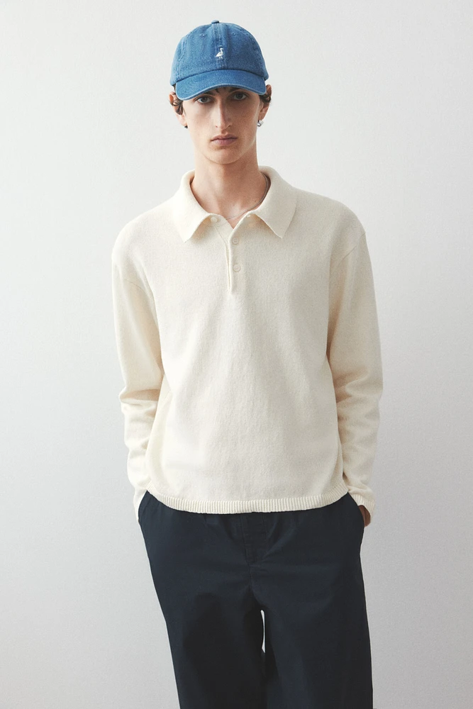 Loose-Fit Fine-Knit Polo Shirt